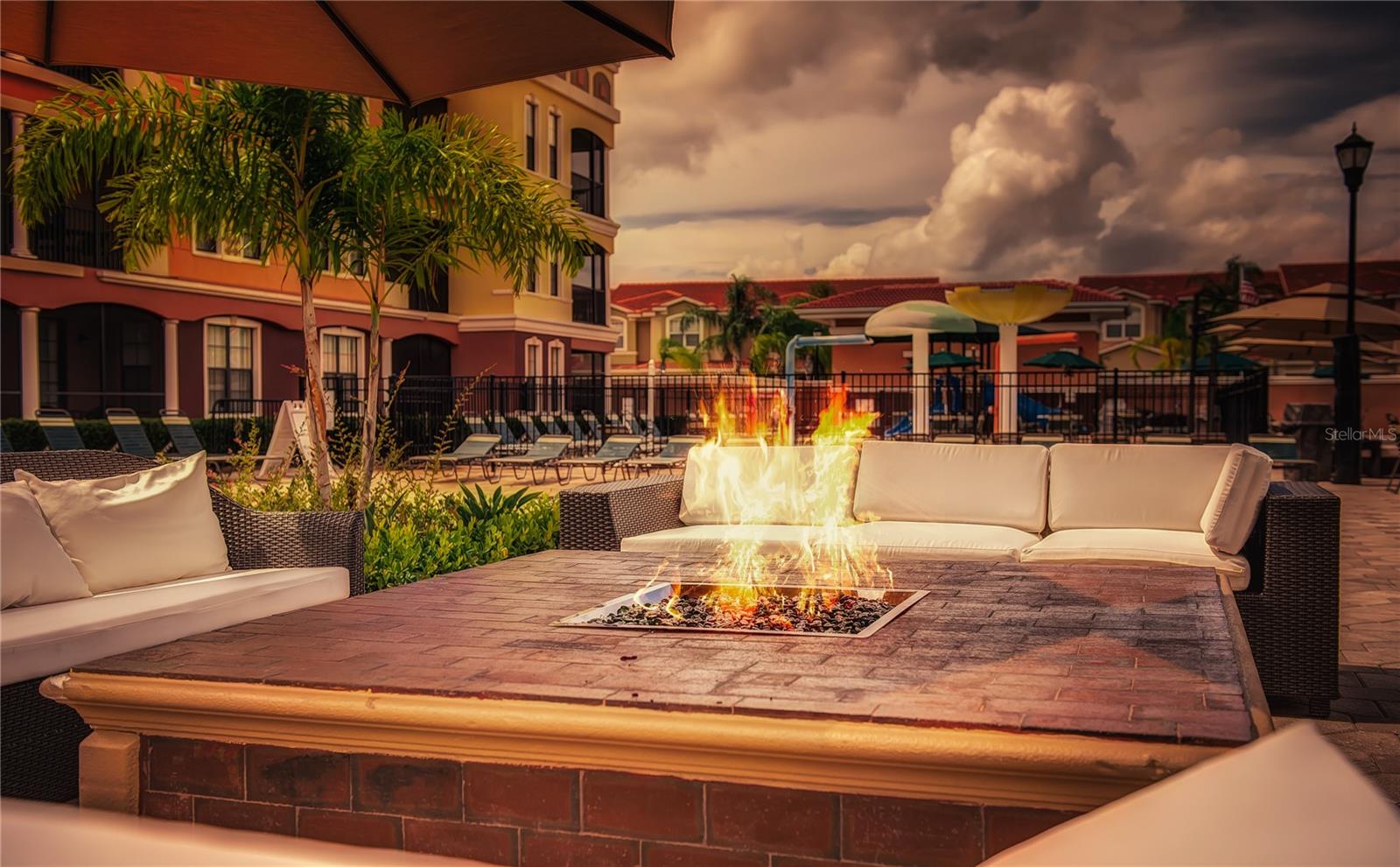 Pool fire pit