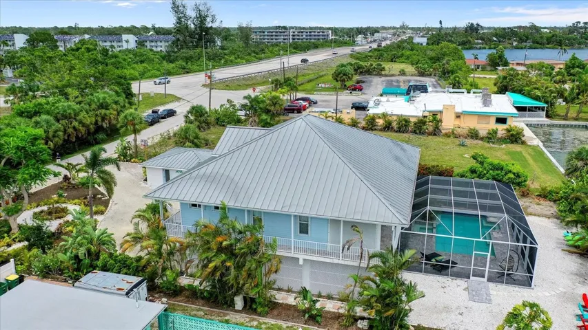 Drone picture of home and pool