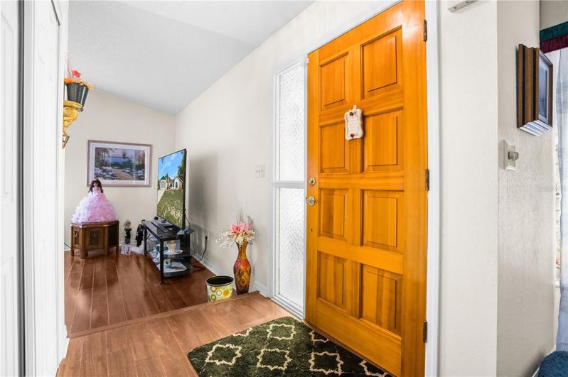 Front Entry with step down into Living Room