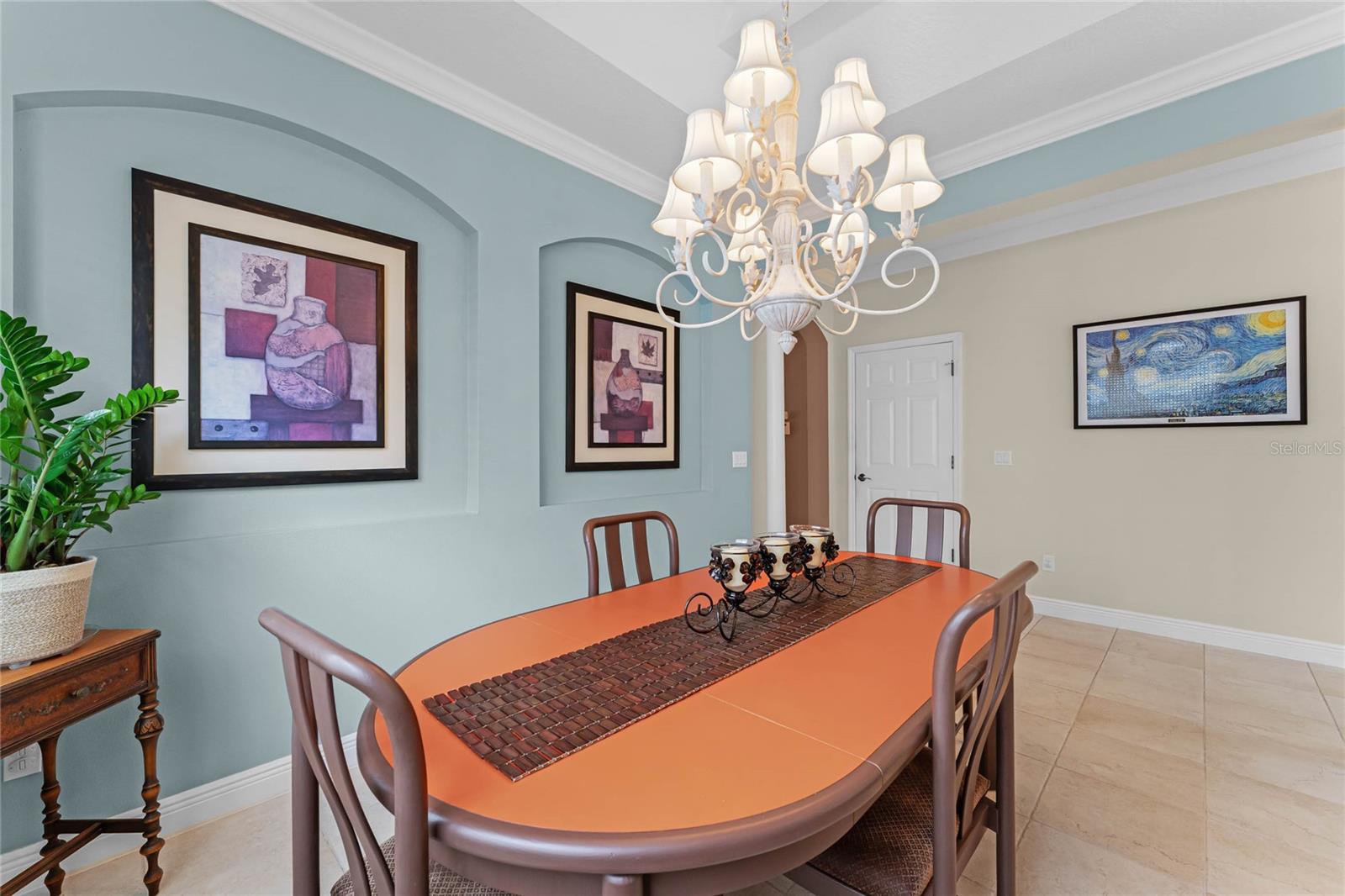 There is crown molding throughout this home.