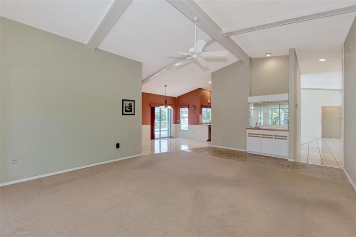 Family Room with Wet-bar and Kitchen eating area