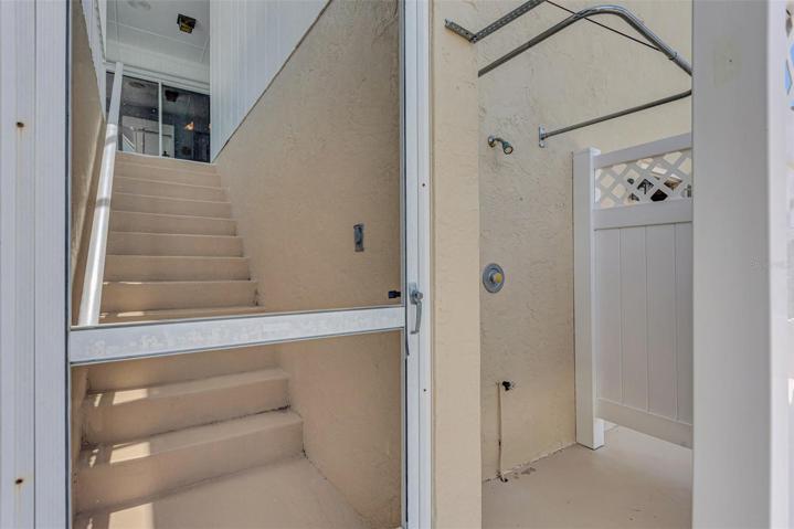 Outdoor Shower at the bottom of Stairs