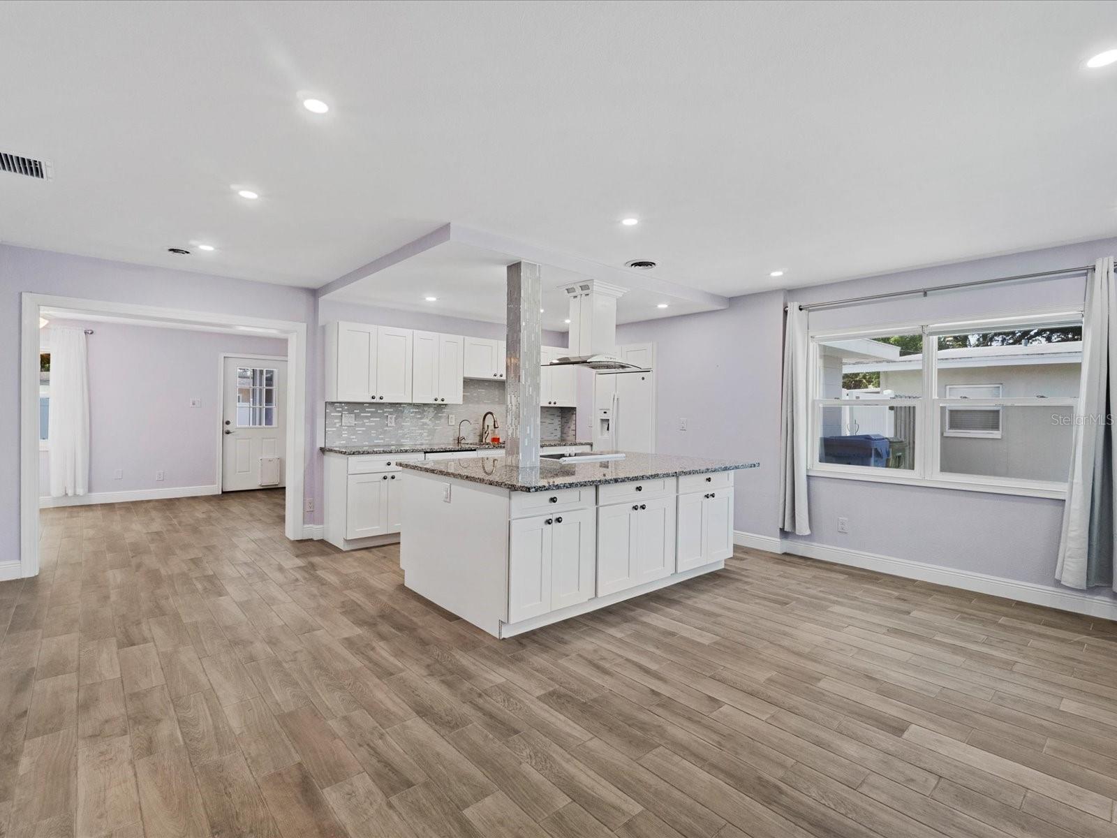 Spacious kitchen and dining room.