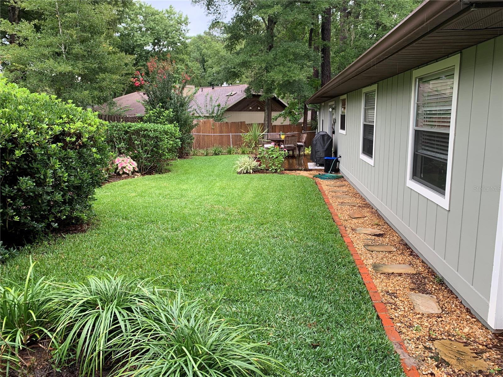 fully fenced back yard