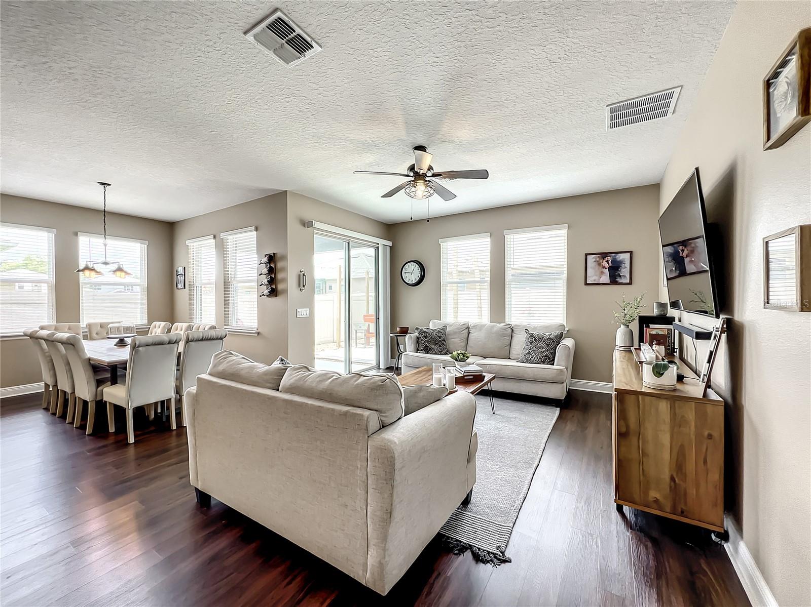 Family room and dining room
