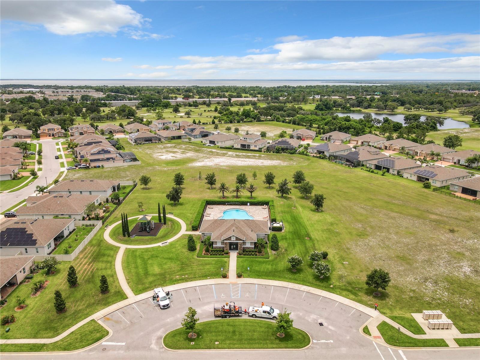 Drone of pool and playground