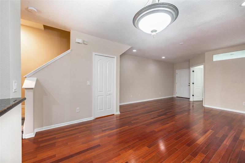 Breakfast bar on the left and room for a dining table if you choose to put one.