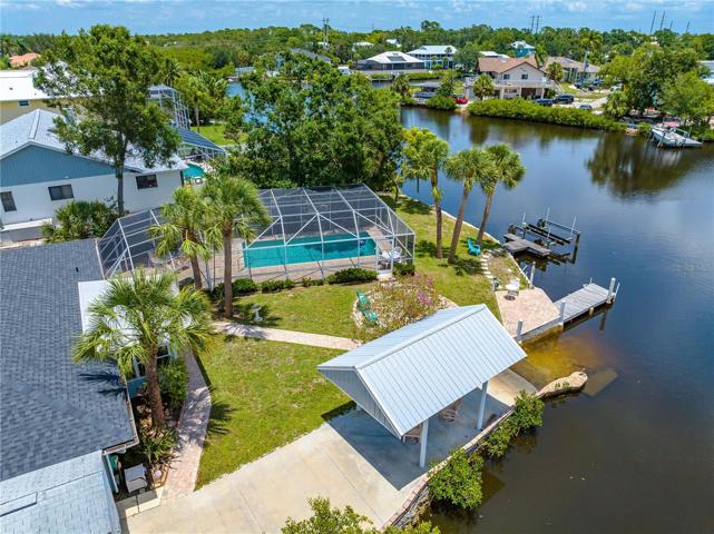 Aerial View Backyard, boat ramp, dock, boat lift