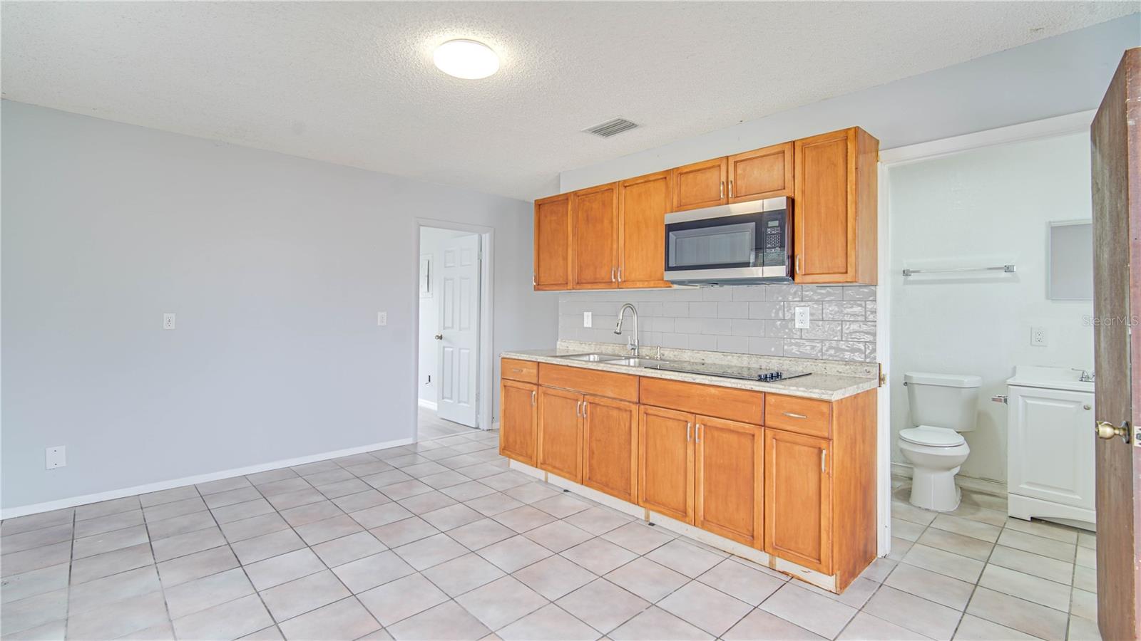 Another View showing the bathroom in the background