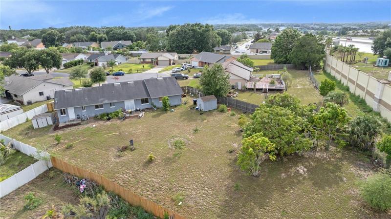 Aerial view of the backyard