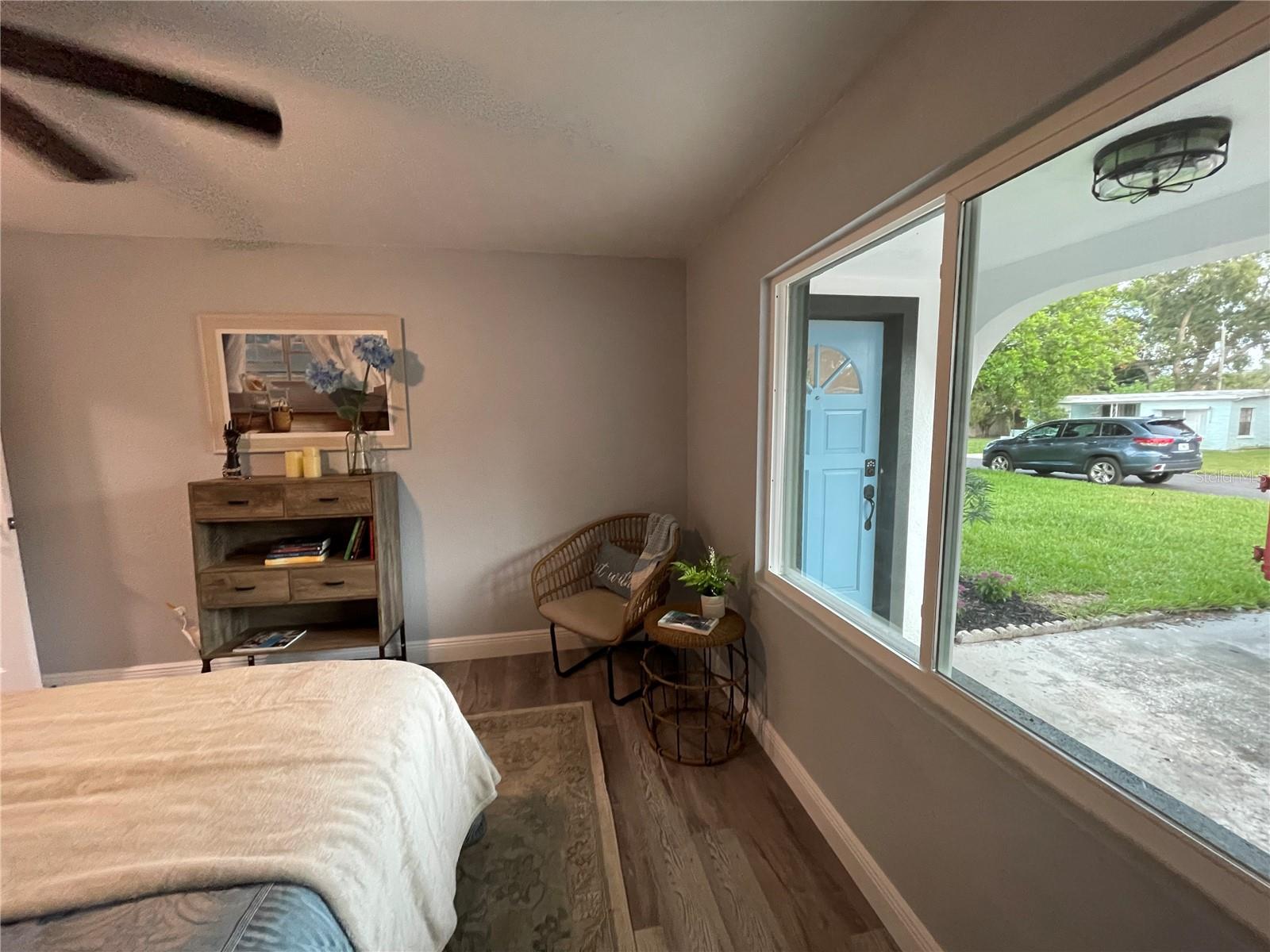 corner of Master bedroom, which is at the front of the home, front door shown in this picture