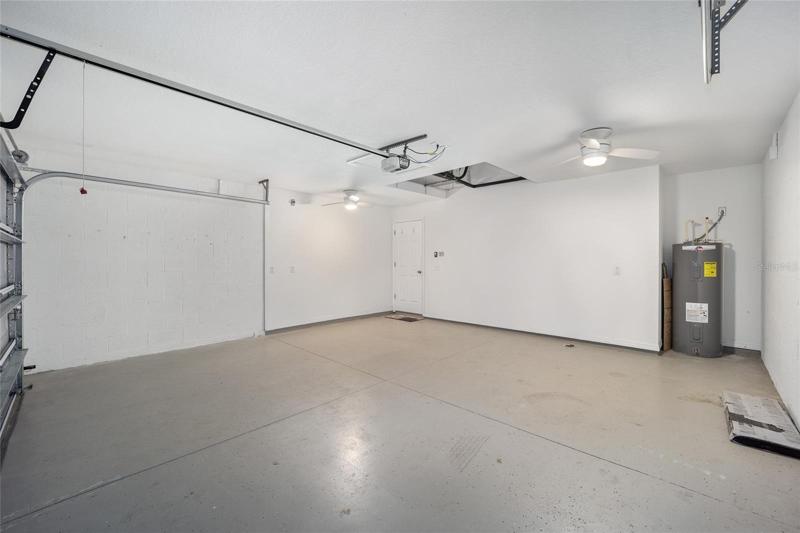 garage has automatic opener and painted floor
