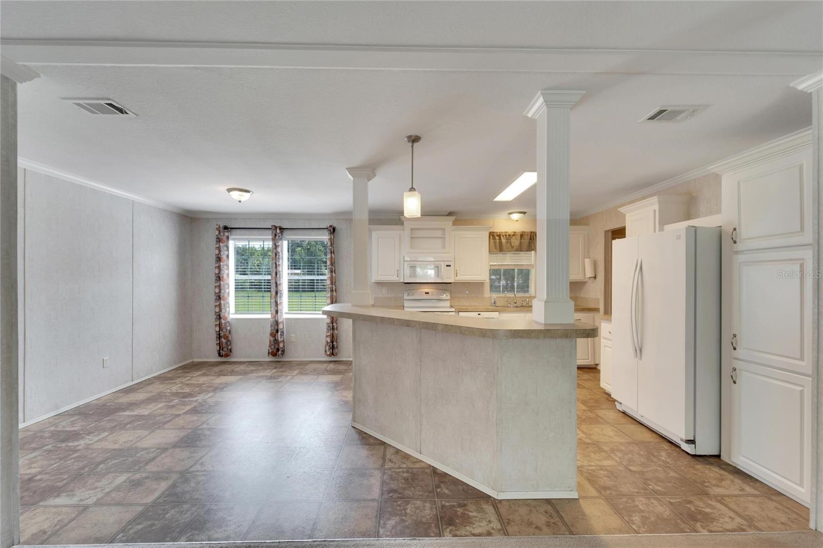 Looking in kitchen from dining room