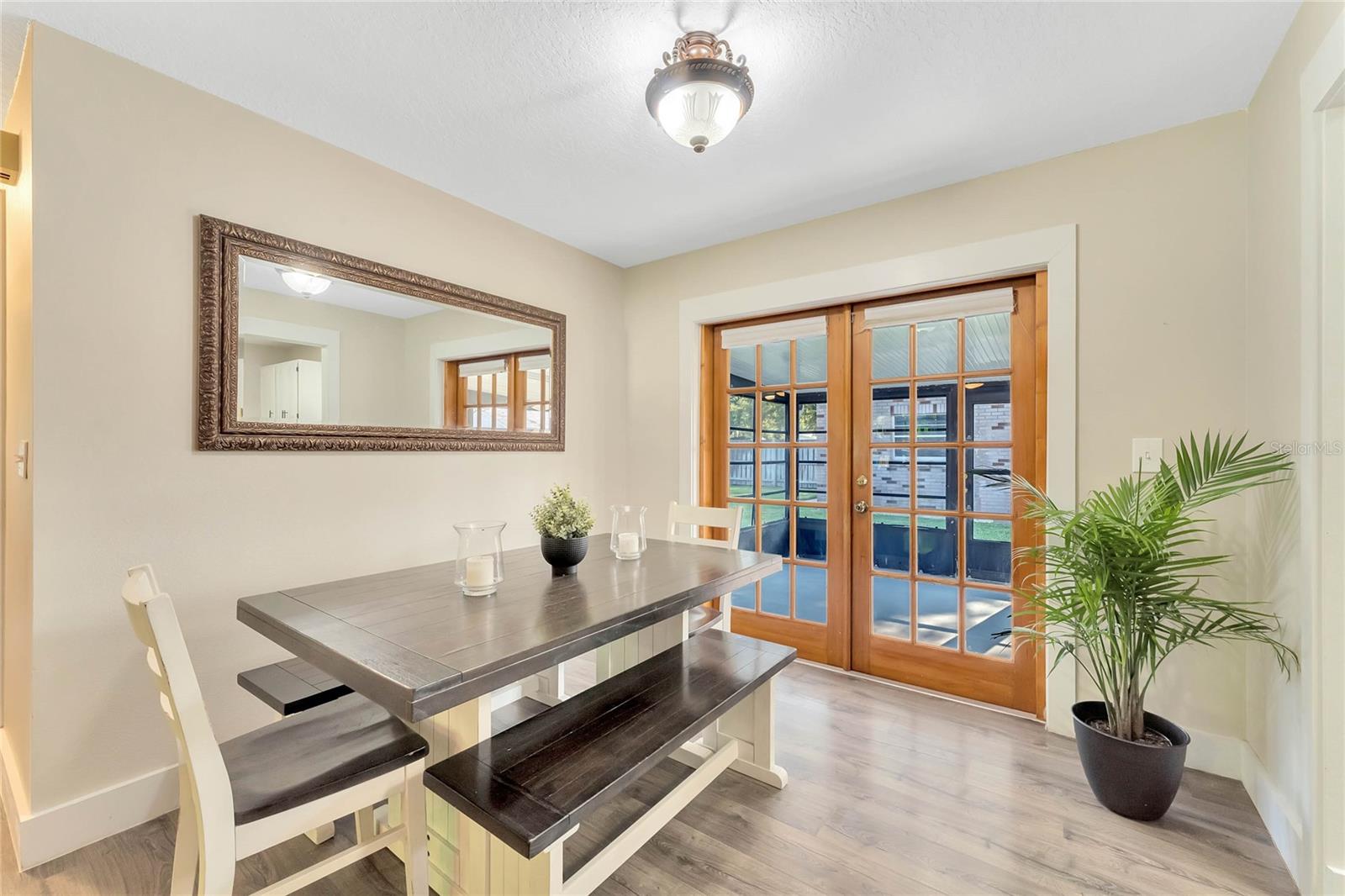 Dining room with french doors to patio