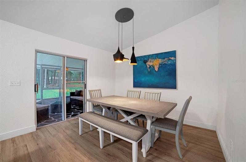 dinning room opens to screened porch