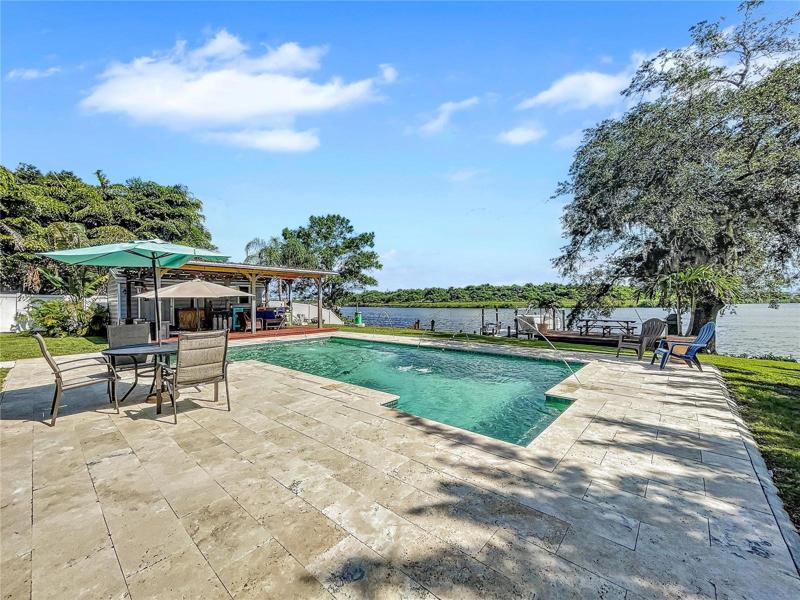 New Trendsetter Heated Pool, beach area, travertine decking, led lights, fountains, salt water.