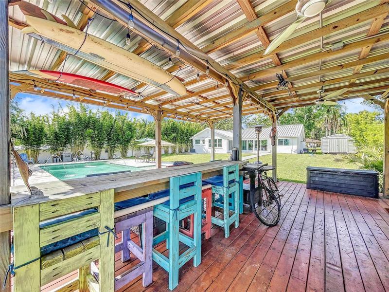 Party Deck with fans, roof, bar, TV mount