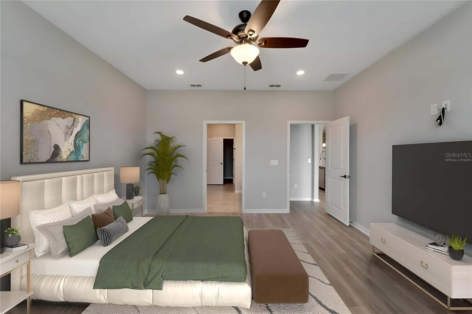 virtually staged master bedroom