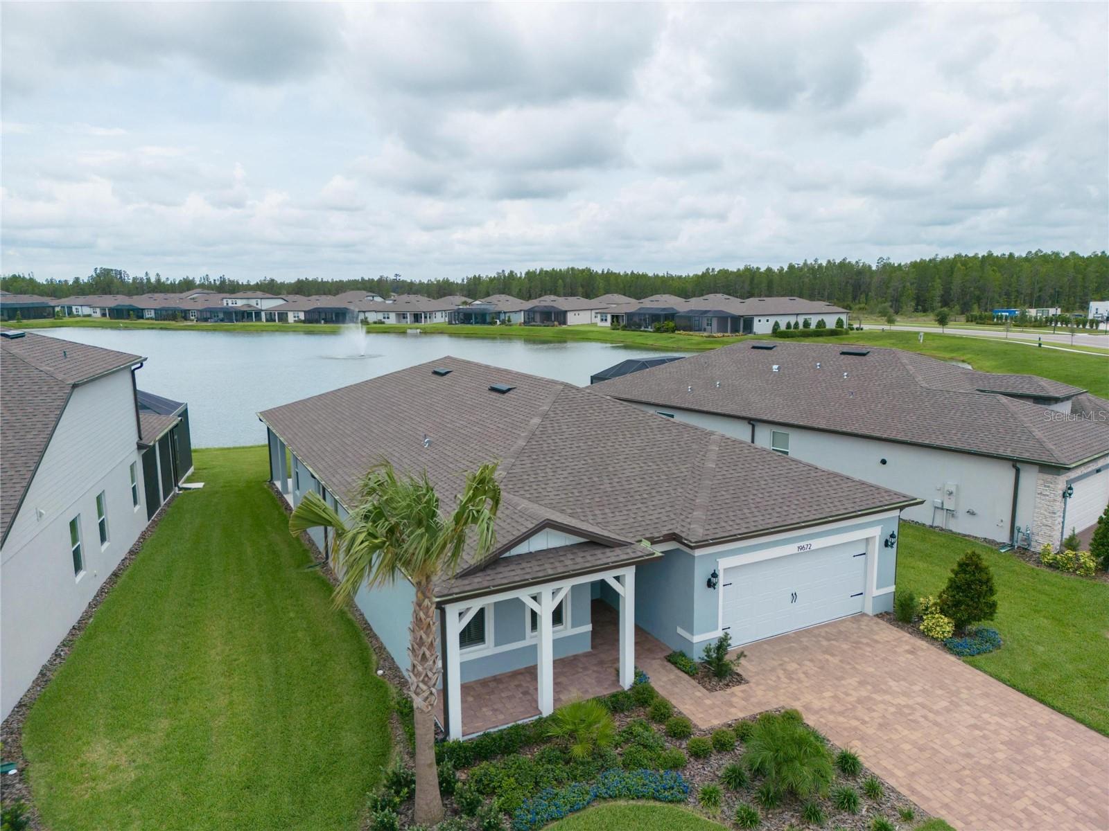 large side yards    home overlooking pond