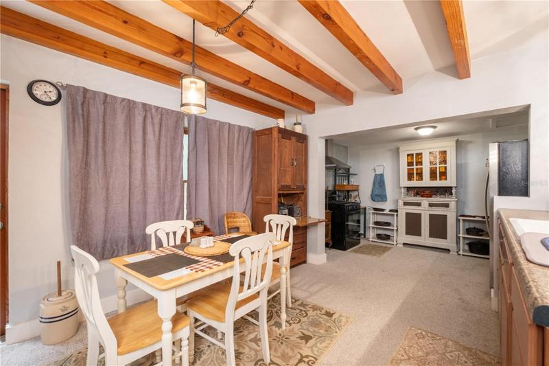 Kitchen with eat in area in center of downstairs