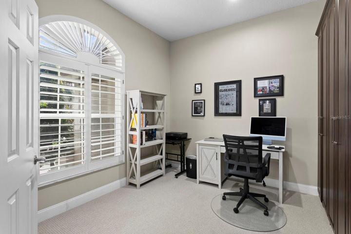 The 4th bedroom is currently being used as a private home office & features new carpet