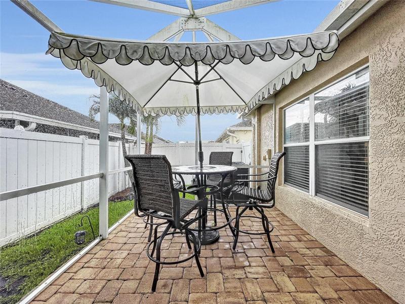 Half of the patio has open screen