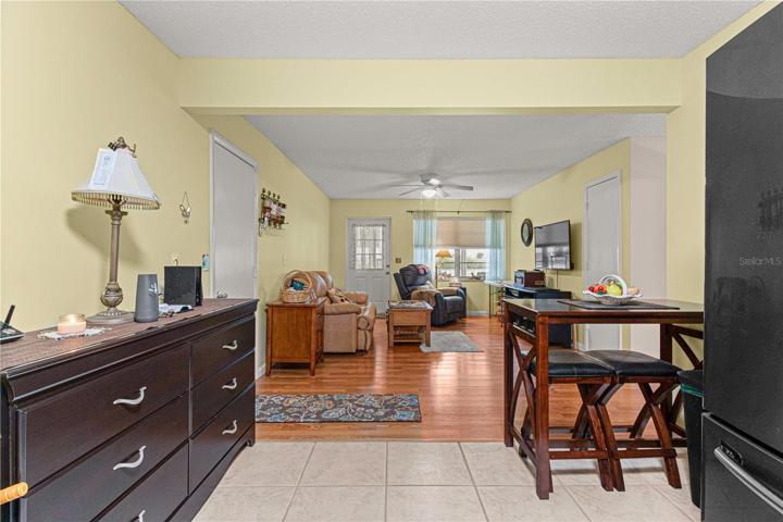 View from Kitchen into Family Room & Door to Lanai