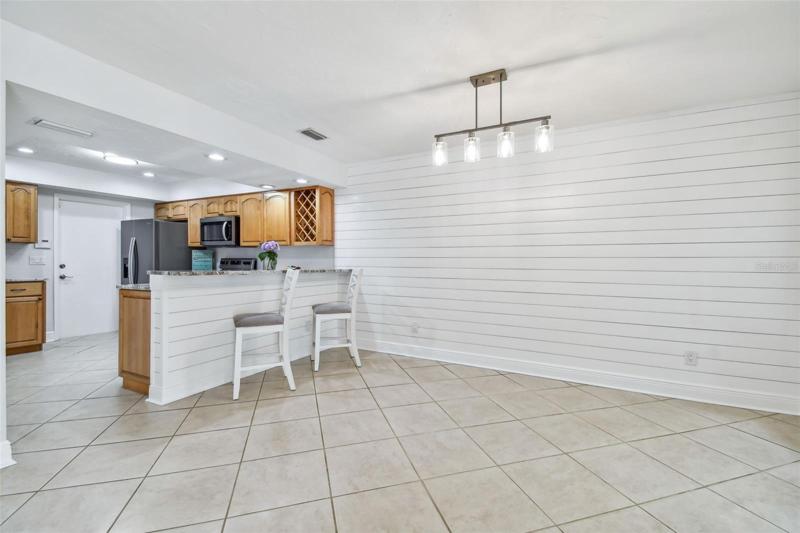 Dining room accommodates large tables!