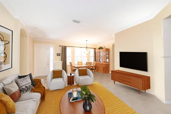 Living room area staged