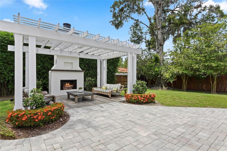 Fireplace and pergola
