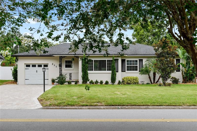 Front of home with fresh Landscaping.