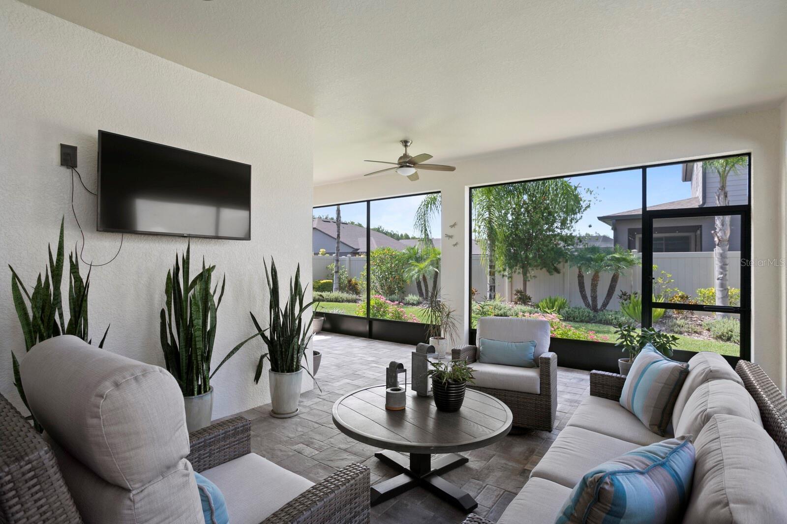 Relax in the outdoor living room space