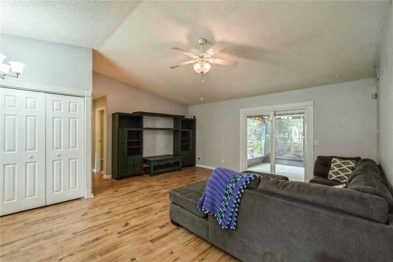 Living Room with Vaulted ceilings