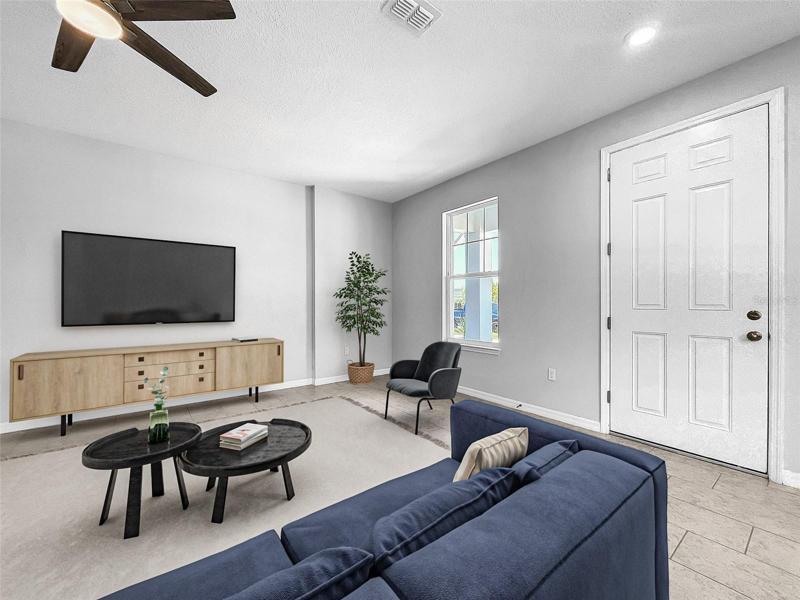 High ceiling living room