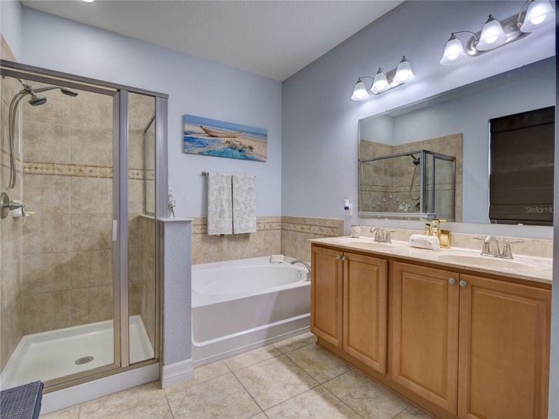 Master Bathroom with marbel dual sinks