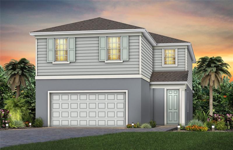 Trailside Florida Mediterranean Exterior Design. Artistic rendering for this new construction home. Pictures are for illustrative purposes only. Elevations, colors and options may vary.