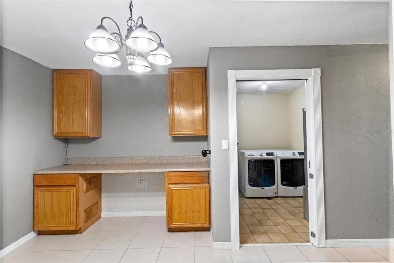 Built in workstation/coffee bar in eat in area. Interior Laundry room