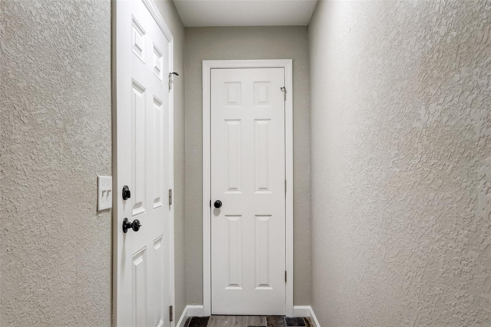 Front door, entryway has closet