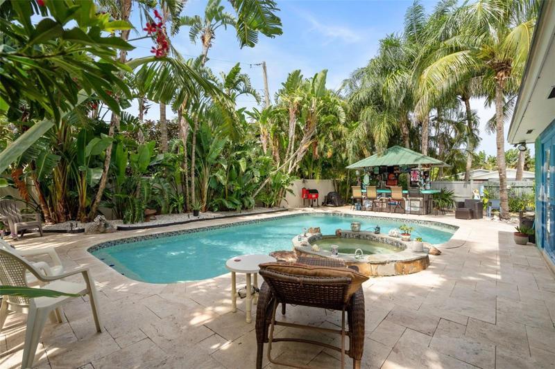 This outdoor entertaining space is quite large and great for entertaining!