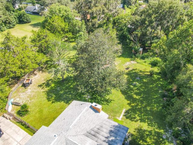 Aerial of roof and backyard