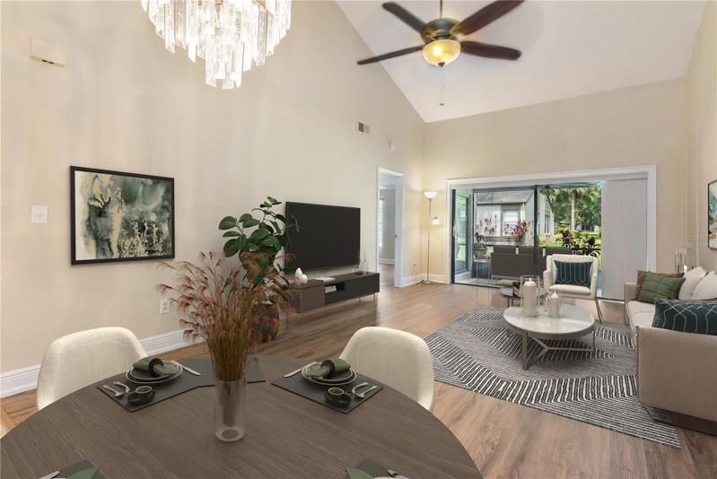 Virtually staged great room