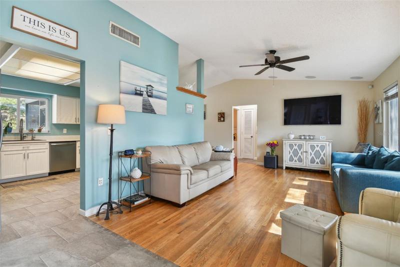 From the front door into a nice size living room area