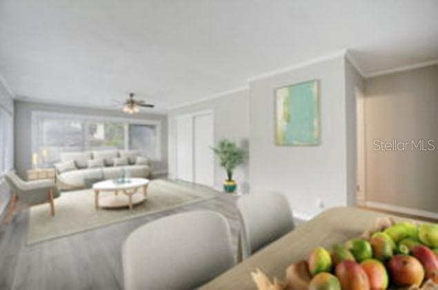 Family Room &amp; Dining Room staged