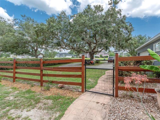 fenced & walkway to the driveway