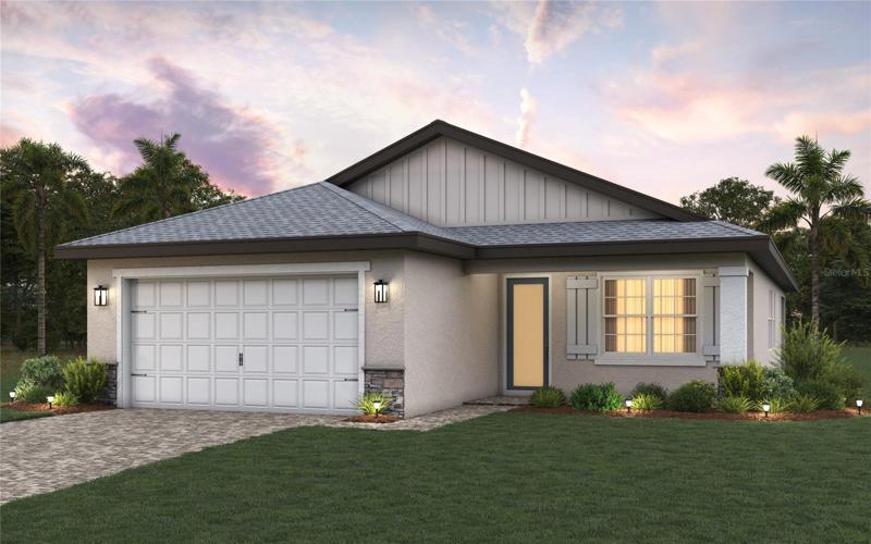 CAPTIVA ELEVATION E W STONE RENDERING *DISCLAIMER: Renderings, Photos, Virtual Tours are of like model and are used for display purpose only, actual property may vary.