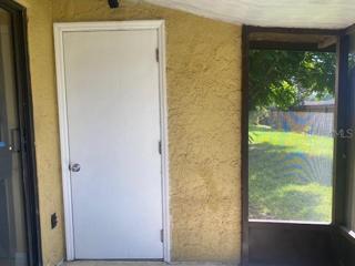 The storage area on the patio.