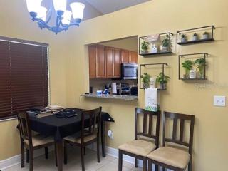 The dining area has a new light.