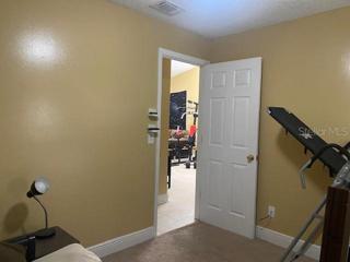 The view out to the living room from the guest bedroom.