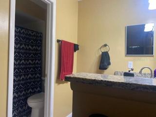 The master bedroom has a shower.
