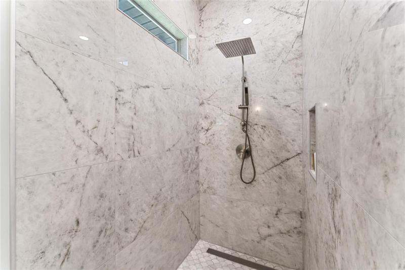 View of the walk in master bath shower.
